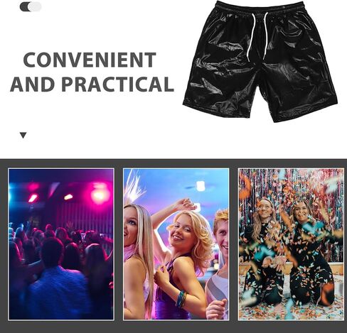Men's Disco Shorts Polyester Rave Party Costume Comfortable Fit Versatile for Occasions Stylish Dancewear for Festival and Stage Performance Black in Kuwait