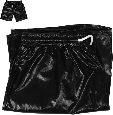 VILLCASE Men's Black Polyester Disco Shorts with Comfortable Fit and Versatile Style for Rave Parties and Fashionable Occasions in Kuwait