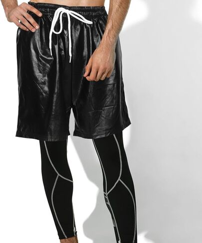 VILLCASE Men's Black Polyester Disco Shorts with Comfortable Fit and Versatile Style for Rave Parties and Fashionable Occasions in Kuwait