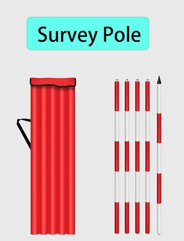 2-5m Aluminum Survey Pole, Red White Measuring Rod for Land Surveying, Depth Gauge Tool for Road Work, 200cm/6.6ft Graduated Ruler,200cm/6.6ft in Kuwait