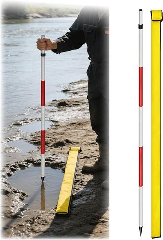Adjustable Aluminum Survey Pole - 200cm/78in Total Station Prism Rod with Storage Bag for Construction Surveying - Durable Red Surveying Equipment in Kuwait
