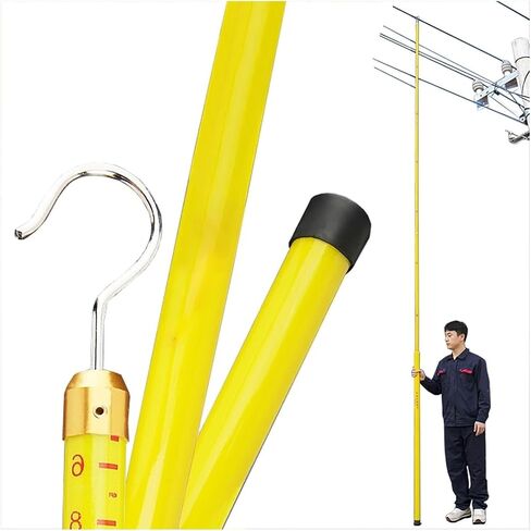 Non-Conductive High Voltage Survey Rods, 65 ft (20 m) Measuring Pole, Multicolor Yellow, Ideal for Electricians and Safety Professionals, Lightweight and Durable in Kuwait