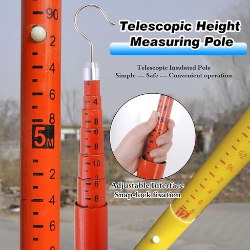 Non-Conductive High Voltage Survey Rods, 65 ft (20 m) Measuring Pole, Multicolor Yellow, Ideal for Electricians and Safety Professionals, Lightweight and Durable in Kuwait