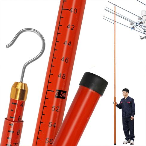 Non-Conductive High Voltage Survey Rods, 65 ft (20 m) Measuring Pole, Multicolor Yellow, Ideal for Electricians and Safety Professionals, Lightweight and Durable in Kuwait