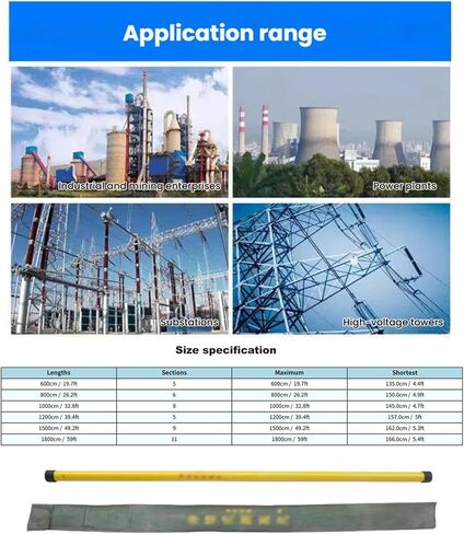 Telescoping Non-Conductive Survey Rods for Telecom & Substation - 6m Measuring Rod with Carrying Bag - Durable, Lightweight, Precision Measurement Tools in Kuwait