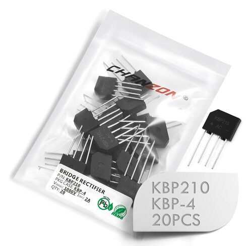 (Pack of 20 Pieces) Chanzon KBP210 Bridge Rectifier Diode 2A 1000V KBP-4 (SIP-4) Single Phase, Full Wave 2 Amp 1000 Volt Electronic Silicon Diodes in Saudi Arabia