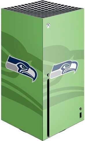 ملصق Skinit المخصص للألعاب متوافق مع وحدة تحكم Xbox Series X - تصميم شعار NFL Seattle Seahawks Retro المرخص رسميًا in Kuwait