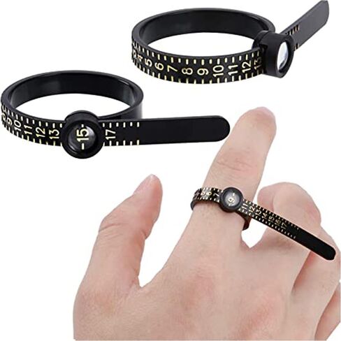 2 Pcs Ring Sizer Measuring Tool, Reusable Ring Size Finder with Magnifier, Accurate US Sizes 1-17 Ring Measurement Tool for Men & Women, Finger Sizer Gauge for Jewelry Sizing. in Saudi Arabia