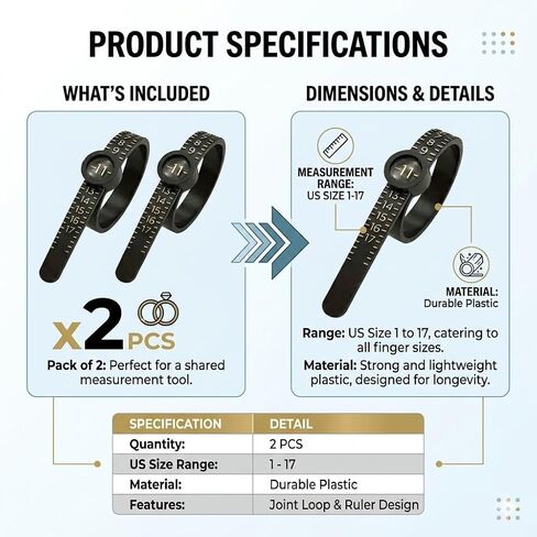 2 Pcs Ring Sizer Measuring Tool, Reusable Ring Size Finder with Magnifier, Accurate US Sizes 1-17 Ring Measurement Tool for Men & Women, Finger Sizer Gauge for Jewelry Sizing. in Saudi Arabia