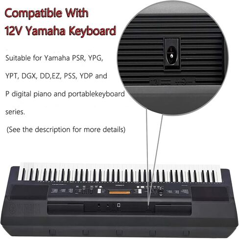 محول طاقة 12 فولت 700 مللي أمبير للوحات مفاتيح Yamaha متوافق مع PA-3C، PA-3B، PA-3BU، والقيثارات الصامتة SLG200N/SLG200S in Kuwait