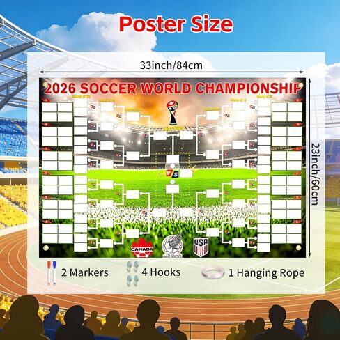 ملصق جدول كأس العالم 2026 من Kithouse، مخطط جداري لكرة القدم مزدوج الجوانب 2 في 1 مع خريطة العالم لـ 48 فريقًا، 33 × 23 بوصة، ديكور تتبع المباراة وهدية لمحبي كرة القدم in Kuwait
