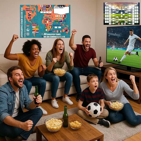 LUEOCC Soccer The Schedule Poster & Final Round 48-team Collection Showcase, 2-in-1 Functional Poster, Soccer Match Decor Wall Chart,Great Gifts for Soccer Fans(1 set) in Saudi Arabia