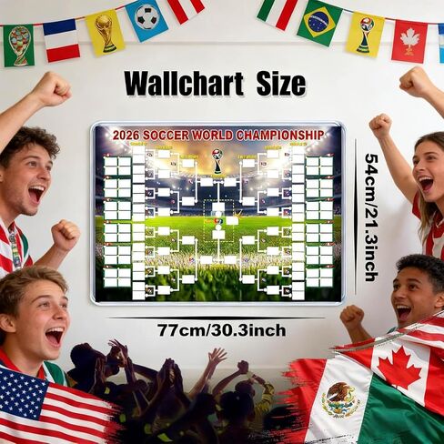LUEOCC Soccer The Schedule Poster & Final Round 48-team Collection Showcase, 2-in-1 Functional Poster, Soccer Match Decor Wall Chart,Great Gifts for Soccer Fans(1 set) in Saudi Arabia
