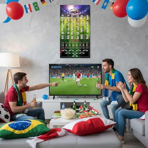 JFBNXB World Cup Bracket Poster 2026, World Cup Schedule Poster with Tournament Tracking, Soccer Wall Chart for Football Fans, Soccer Game Tracker, Matches Fixtures Football Poster Decor Gift in Saudi Arabia
