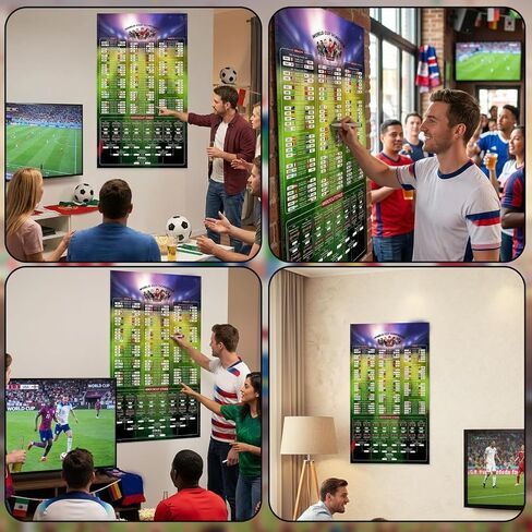 JFBNXB World Cup Bracket Poster 2026, World Cup Schedule Poster with Tournament Tracking, Soccer Wall Chart for Football Fans, Soccer Game Tracker, Matches Fixtures Football Poster Decor Gift in Saudi Arabia