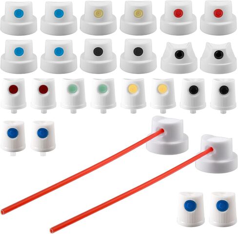 Universal Spray Paint Caps 26 Assorted Caps and Tips Adapter Replacement for Different Spray Cans Sprays Paint Nozzles Sprays Paints Tips for Graffiti, Auto Repair, DIY Projects in Saudi Arabia
