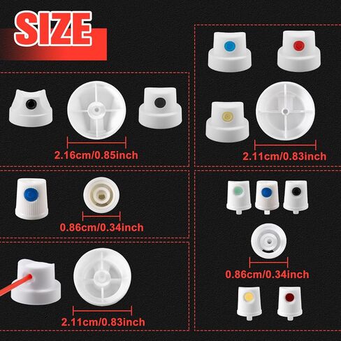 Universal Spray Paint Caps 26 Assorted Caps and Tips Adapter Replacement for Different Spray Cans Sprays Paint Nozzles Sprays Paints Tips for Graffiti, Auto Repair, DIY Projects in Saudi Arabia