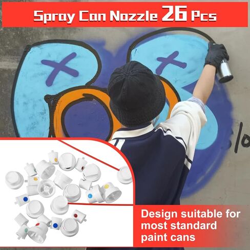 Universal Spray Paint Caps 26 Assorted Caps and Tips Adapter Replacement for Different Spray Cans Sprays Paint Nozzles Sprays Paints Tips for Graffiti, Auto Repair, DIY Projects in Saudi Arabia