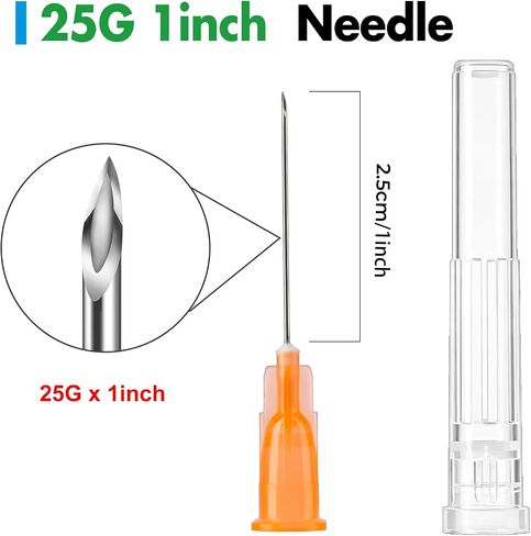 100 Pack 3ml Lab Syringes with 25Ga 1 Inch Needle Luer Lock, Individually Sealed Packed in Saudi Arabia