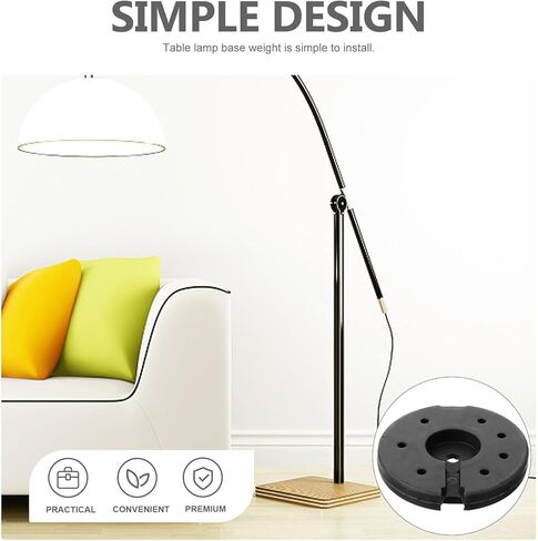 VILLCASE 9" Weighted Lamp Base 140mm Round Black Cast Iron Counterweight – Stabilizes Wobbly Floor & Desk Lamps for DIY Repair, Living Room, Office in Saudi Arabia