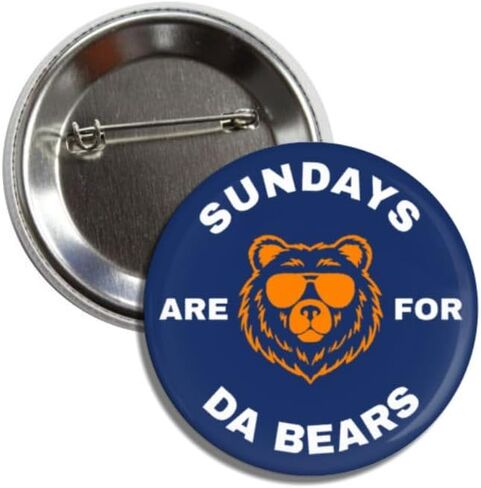Football Fan Button Pin, Sundays Are For Da Bears, 2.25 Inch, Navy Blue and Orange Badge in Saudi Arabia