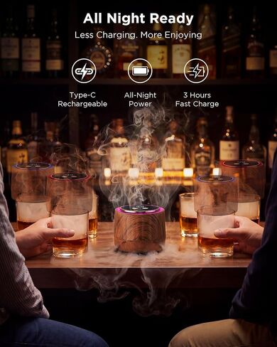 Electric Whiskey Smoker Kit - Rechargeable Cocktail Smoker with 6 Wood Chip Flavors - Smoke Infuser for Old Fashioned & Bourbon Cocktails - No Butane Needed - Father’s Day Gift for Men (Rich Oak) in Kuwait