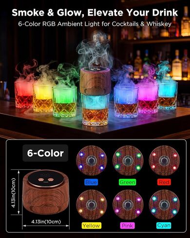Electric Whiskey Smoker Kit - Rechargeable Cocktail Smoker with 6 Wood Chip Flavors - Smoke Infuser for Old Fashioned & Bourbon Cocktails - No Butane Needed - Father’s Day Gift for Men (Rich Oak) in Kuwait