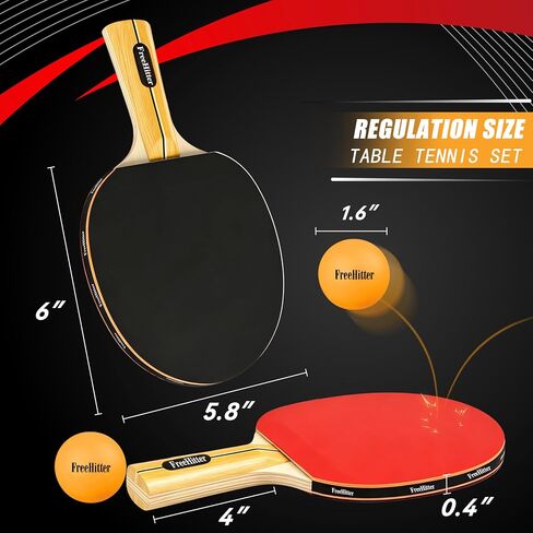 Table Tennis Set, 4 Paddles, 8 Balls & Carry Bag | Poplar wood paddles with EVA sponge & rubber. ABS 3-star balls. Great for family, beginners, office. in Saudi Arabia