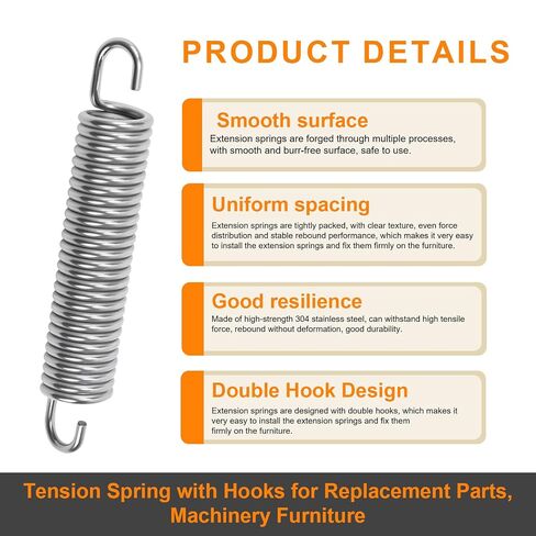 732-0826A Extension Spring, Extension Springs with Hook Ends Compatible with Lawn Mower, Free Length 1.97", Extension Spring for Home Repairs, Easy Install(2PCS) in Saudi Arabia
