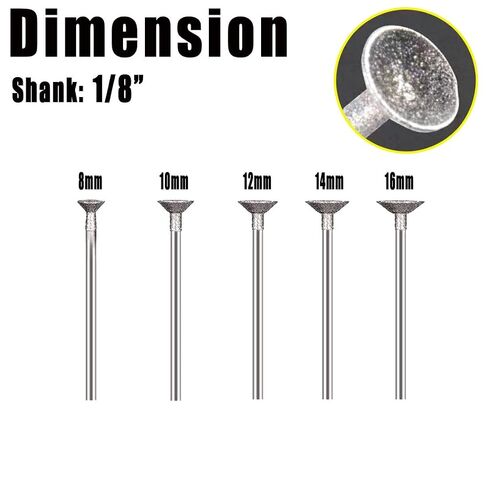 10 Pcs Bowl Shape Diamond Burr | 1/8'' Shank Diamond Burs Stone Carving Bits for Agate, Ceramics, Rock, Gemstone, Glass, for Rotary Tools in Saudi Arabia