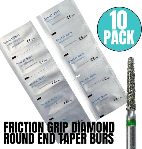 10 Pack of Diamond Burs FG Round End Taper - Multi-Use Friction Grip Burs (10 Burs Per Pack) ISO 856-012 to 856-016 and 850-012 to 850-016 in Saudi Arabia