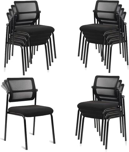 كرسي المكتب المكتبي Clatina كرسي المكتب المريح No Wheels Mesh Mid-Back Sled Base Computer Rachrest Chairs anti slip lumbar support wheeless for home wait rease conference conference-black in Kuwait