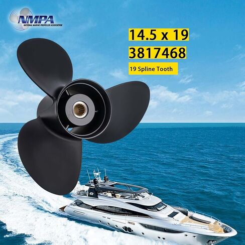 VIF فولفو Penta SX 14 1/2 x 19 19 مروحة خارجية متوافقة مع محرك فولفو Penta SX Sterndrives 130-300HP، المرجع رقم 3817468، اليد اليمنى، 3 شفرات in Kuwait