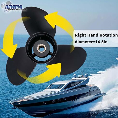 VIF فولفو Penta SX 14 1/2 x 19 19 مروحة خارجية متوافقة مع محرك فولفو Penta SX Sterndrives 130-300HP، المرجع رقم 3817468، اليد اليمنى، 3 شفرات in Kuwait