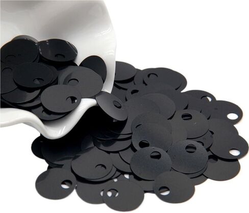 Washer,Stainless Washer, Paillettes Applique, 20mm Large Round Loose Sequin with Big Hole, PVC Flat for Garments Accessory 10g(Black) in Kuwait