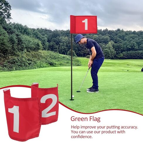 FRCOLOR 2pcs Golf Putting Area Flags Numbered Detachable Red Flags, Portable Outdoor Practice Course Accessories for Professional Training and Golf Course Supplies in Kuwait