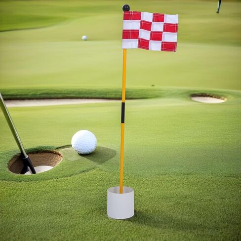 مجموعة علم Toddmomy Golf Pin مع أعلام منقوشة باللون الأحمر والأبيض وأعمدة أعلام من مادة النايلون لوضع التدريب الأخضر واستخدام ملعب الحديقة in Kuwait