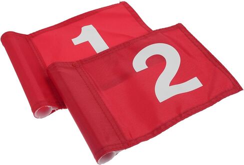 Healifty Professional Golf Pin Flags 2pcs with Numbered Red Polyester Training Course Flags Portable Outdoor Practicing Flagpoles for Golf Practice and Course Supplies in Kuwait