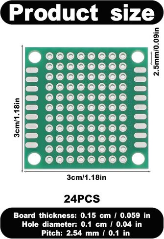 24 قطعة من لوحة دوائر PCB Perfboard لوحة أداء نموذجية أحادية الجانب، لوحات لحام 1.2 بوصة × 1.2 بوصة للحام DIY ولوحات دوائر المشروع الإلكترونية، لوحة تجارب قابلة للحام، أخضر in Kuwait