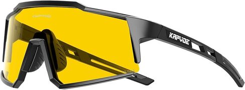 KAPVOE Night Cycling & Driving Glasses Polarized Yellow Lens Anti-Glare Eyewear for Low Light Road Riding K9022 in Kuwait