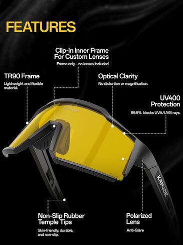 KAPVOE Night Cycling & Driving Glasses Polarized Yellow Lens Anti-Glare Eyewear for Low Light Road Riding K9022 in Kuwait