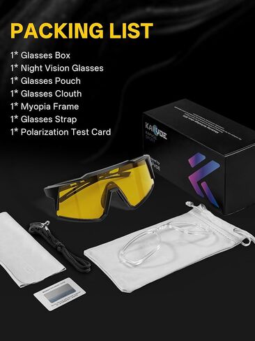 KAPVOE Night Cycling & Driving Glasses Polarized Yellow Lens Anti-Glare Eyewear for Low Light Road Riding K9022 in Kuwait