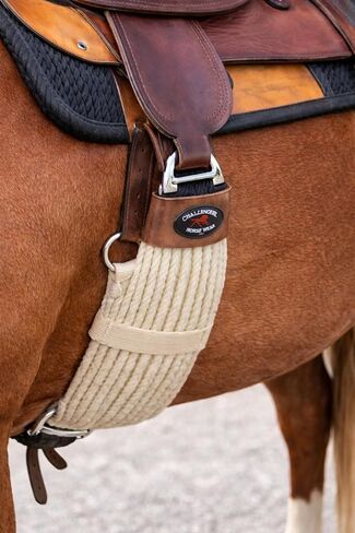 CHALLENGER Horse 32" Western 27 Strand Double Weave Cream Mohair Roper Cinch 97RT07CR-32 in Kuwait