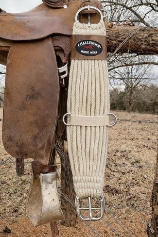 CHALLENGER Horse 32" Western 27 Strand Double Weave Cream Mohair Roper Cinch 97RT07CR-32 in Kuwait