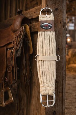 CHALLENGER Horse 32" Western 27 Strand Double Weave Cream Mohair Roper Cinch 97RT07CR-32 in Kuwait