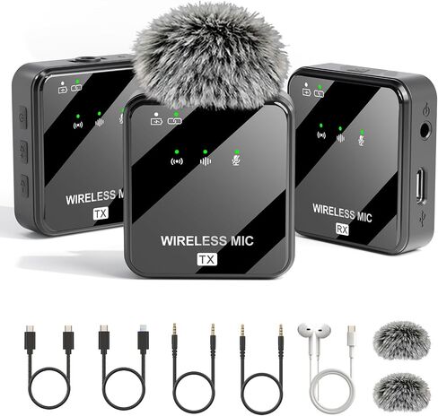 K63 Wireless Lavalier Microphone for iPhone/USB-C Phone,Camera,Tablet and Mac,mini iPhone Microphone for Video Recording,Vlogging,48KHz/24Bit,164 ft Range,Noise Cancelling in Saudi Arabia