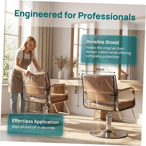 Mobestech Waterproof PVC Salon Chair Backrest Cover Protector for Beauty and Nail Salons, Universal Shampoo Chair Slipcover Preventing Hair, Dust, and Stains in Kuwait