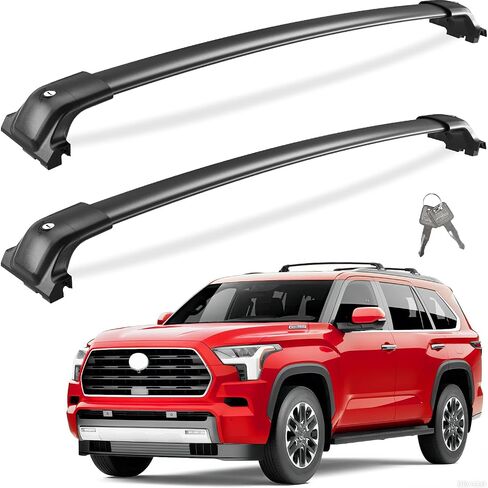 260lbs Lockable Roof Rack Cross Bars Compatible with Toyota Sequoia 2023-2025 with Flush Rails，Aluminum Roof Rails Crossbars Cargo Bars Canoe Kayak Car Snowboard Rooftop Cargo Carrier Luggage in Saudi Arabia