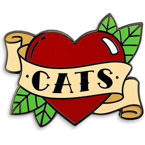 Pinsanity Love Heart Cat Tattoo Enamel Lapel Pin
