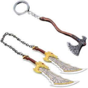 P1PSZ For Blades of Chaos keychain Keychain Set Leviathan Axe Hammer Gifts for Fan